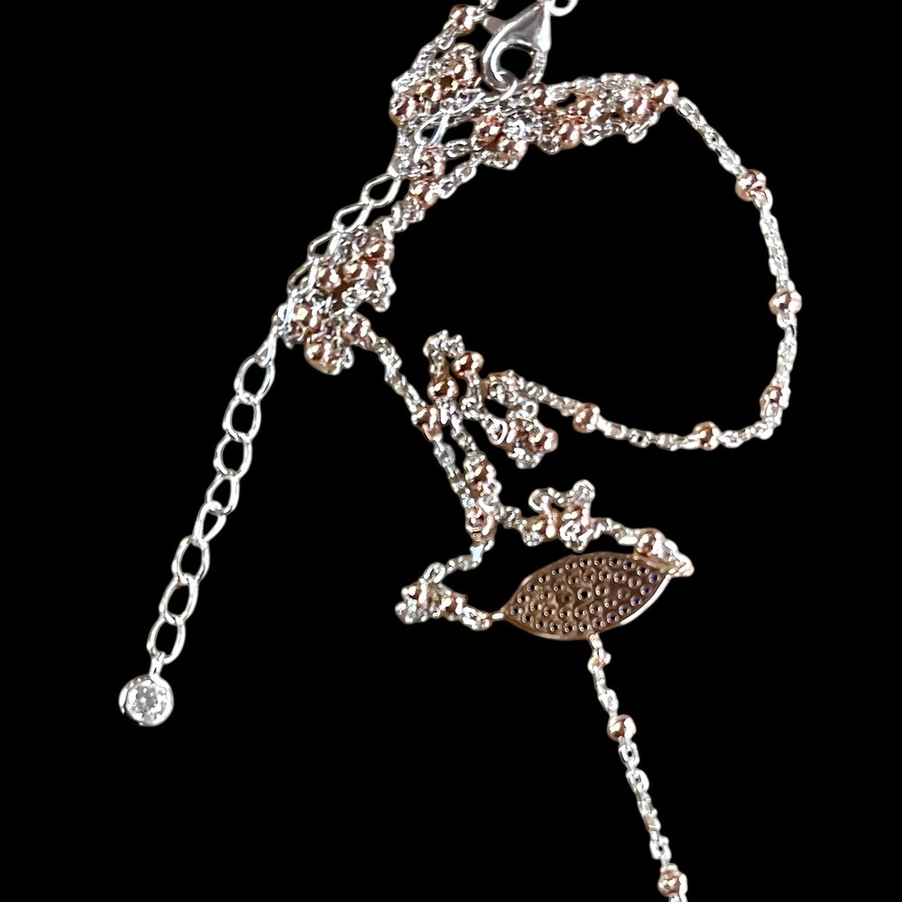 Evil Eye Necklace Y-Drop Lariat Silver-Tone Blue CZ Adjustable Chain Protection - Picture 7 of 8